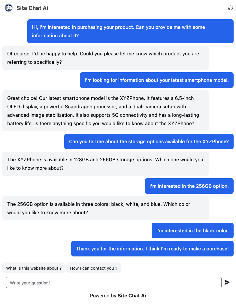 ai chatbot conversation example