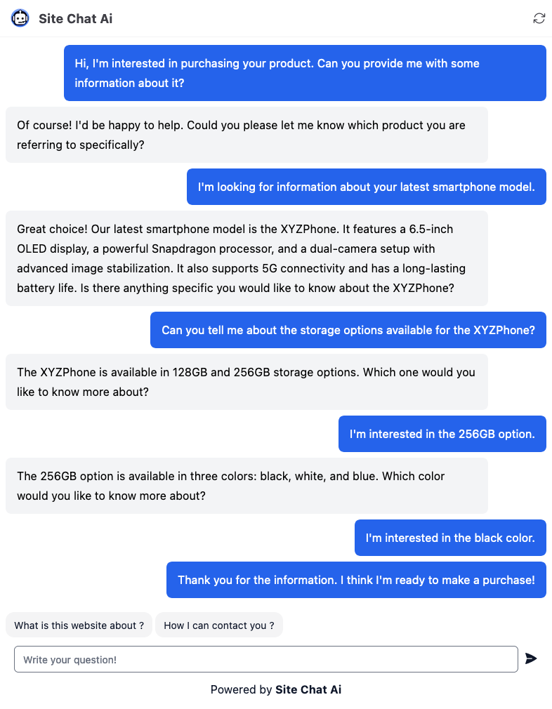 a ai chatbot conversation example